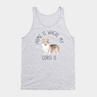 Home is Where My Pembroke Welsh Corgi Is Dog Breed Watercolor Tank Top